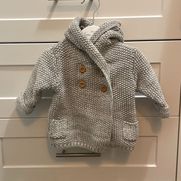 Beba Bean Crochet Knit Hoodie - Grey Unisex (6-12 Months) - Picture 3 of 5